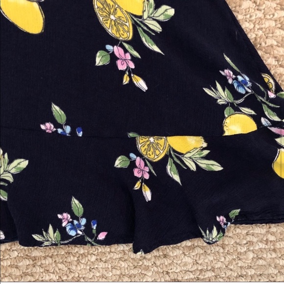 SAGE Ruffle Lemon Print Mini Dress - Picture 5 of 7